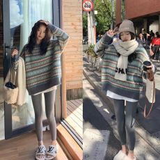 批发小个子搭配显高洋气时髦小香风宽松毛衣休闲<b class='q'>打底裤</b>两件套装女秋冬