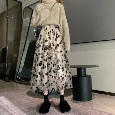批发半身裙子新款2025年长裙ins超仙女学生中长款网纱碎花高腰夏季a字