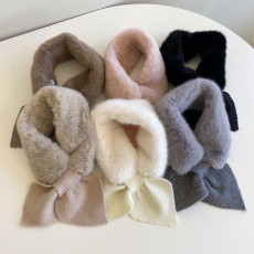 批发有货 韩国ins  交叉毛毛围巾 保暖围脖