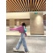 韩版甜美少女菱格拉链宽松休闲卫衣ins潮2021年秋冬牛仔裤两件套轮播图5