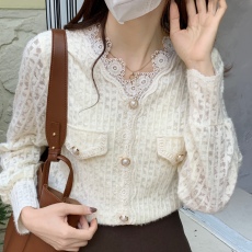 批发秋装新款大码女装蕾丝<b class='q'>衬衫</b>时尚上衣V领<b class='q'>长袖</b>打底衫