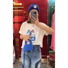 批发港风绑带鞋子印花短袖T恤女韩国春装2022新款设计感<b class='q'>宽松</b>加厚内搭