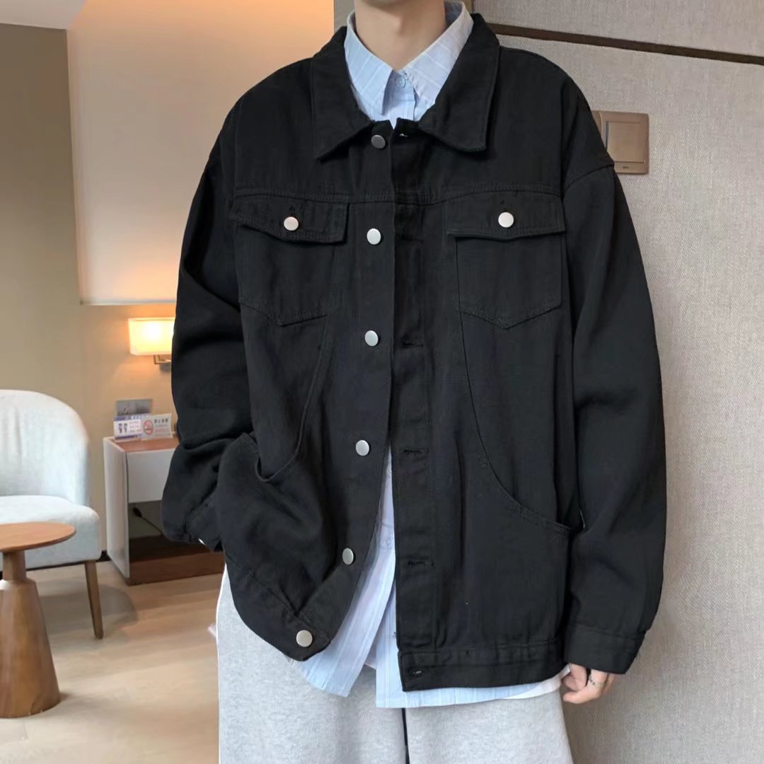 港风春秋复古牛仔外套男宽松ins痞帅高街学生休闲夹克上衣服_街九潮男