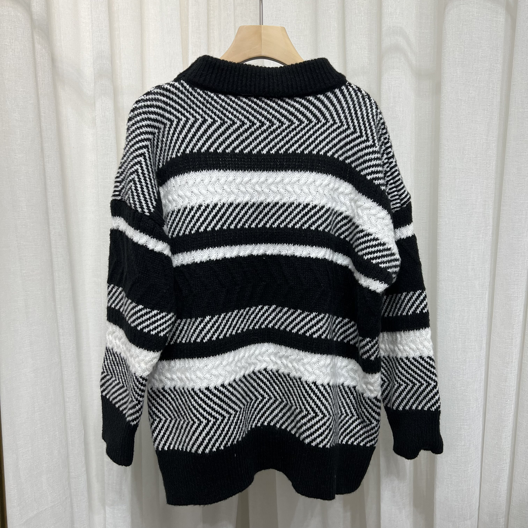 Pull rayé pour femme en hiver et en été, coupe ample, style décontracté, porté à l'extérieur, haut en tricot mi-long,_voghion.com
