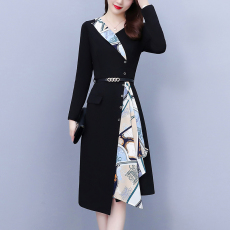 批发大码女装2026秋季新款气质优雅时尚显瘦碎花拼接中年妈妈连衣裙