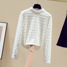 批发春秋半高领花边蕾丝<b class='q'>打底衫</b><b class='q'>加绒</b>加厚女高档洋气内搭别致漂亮小衫