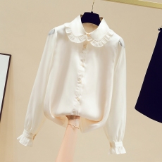 批发2026衬衫女春秋新款<b class='q'>职业</b>装木耳边设计感洋气打底衬衣长袖气质上衣