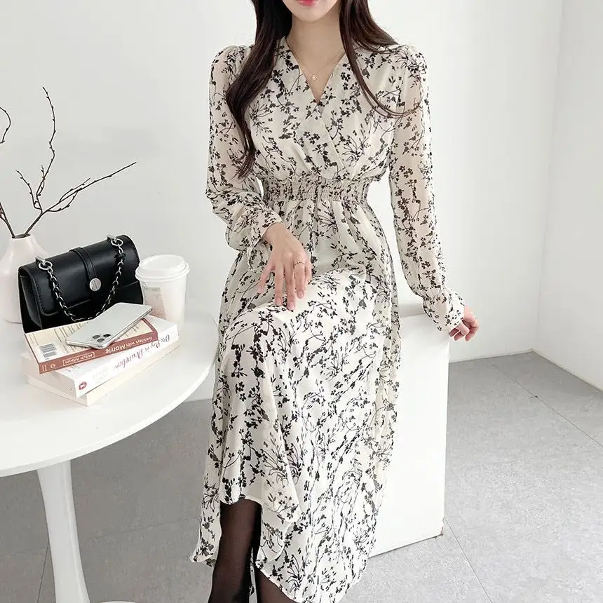 봄 레트로 펀칭 V넥 블라우스 원피스 상세 이미지 6