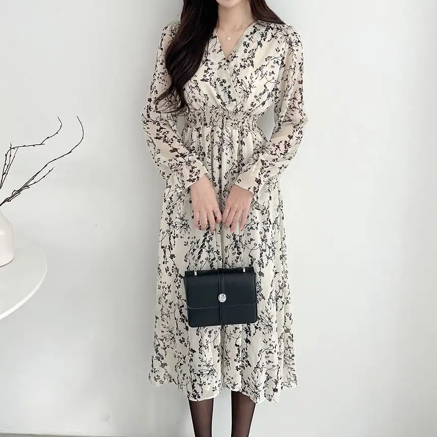 봄 레트로 펀칭 V넥 블라우스 원피스 상세 이미지 8