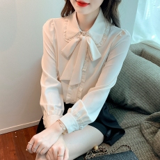 气质雪纺衬衫女装春秋装2026年新款洋气减龄小衫时尚内搭长袖上衣