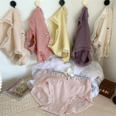 批发实价实拍 <b class='q'>内裤</b>女薄款纯棉透气中腰三角裤少女<b class='q'>可爱</b>日系夏6条装