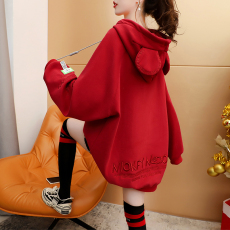 批发大卫衣官图春秋2022设计感耳朵连帽字母刺绣加绒卫衣女