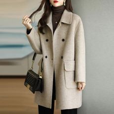 批发加棉毛呢外套女2026秋冬季节新款加厚韩版修身显瘦中长款呢子大衣