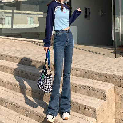 高品质高腰弹力微喇叭裤女2022春季新款女裤显腿长显瘦裤子