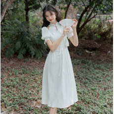 批发实拍春夏新款海上玫瑰优雅开叉改良<b class='q'>旗袍</b>连衣裙 标价+40