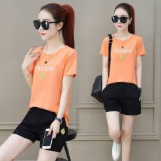 批发671#200斤大码时尚休闲短袖夏<b class='q'>韩版</b>宽松大码运动套装女短裤两件套