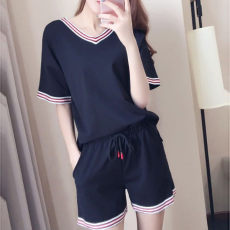 批发676#200斤胖妹妹大码女装休闲套装夏<b class='q'>韩版</b>宽松胖mm短袖短裤两件套