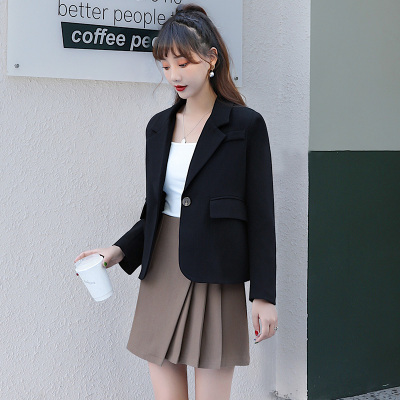150cm小个子短款韩版职业西装修身黑色气质小西装外套女秋冬新款