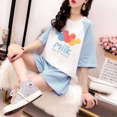 批发674#200斤<b class='q'>t</b><b class='q'>恤</b>套装女夏季新款学生短袖短裤宽松胖mm大码运动两件套
