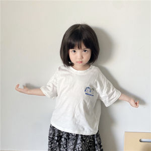TT87#纯棉中大童女童夏季短袖T恤新款印花宽松可爱洋气上衣