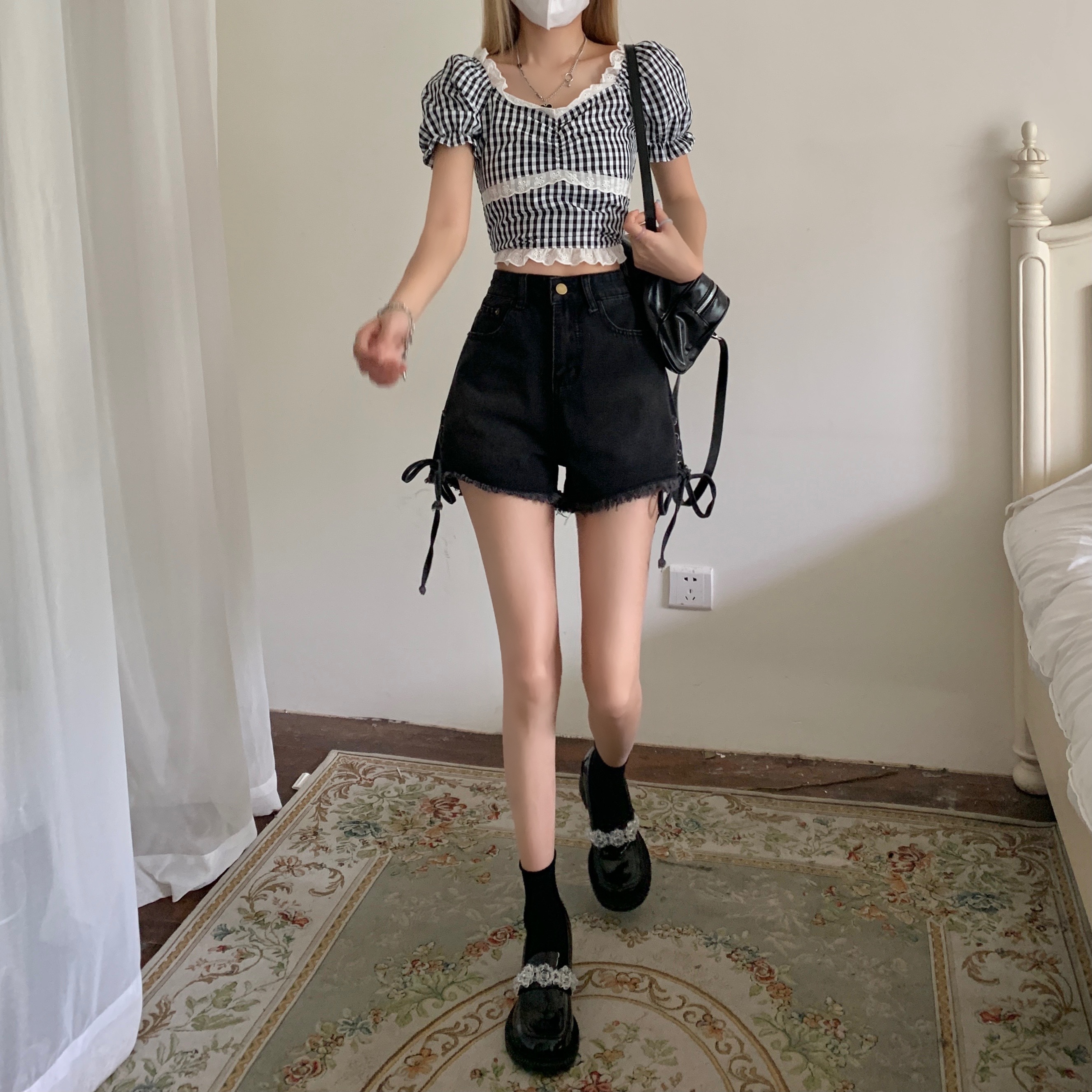 牛仔短裤女最新款网红破洞阔腿裤高腰a字超热裤学生宽松裤子ins潮