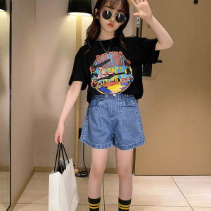 TT90#纯棉中大童女童夏季短袖T恤新款印花宽松可爱洋气上衣