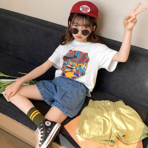 TT90#纯棉中大童女童夏季短袖T恤新款印花宽松可爱洋气上衣