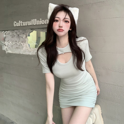 假两件连衣裙镂空纯欲性感辣妹紧身包臀短裙女2022夏季新款裙子