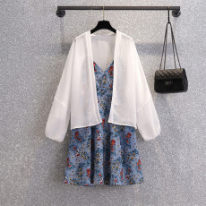 批发夏装胖妹妹mm超仙减龄宽松蓝碎花吊带碎花裙<b class='q'>甜美</b>淑女度假印花短裙