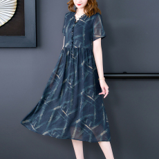 批发蓝色扎染连衣裙小众设计感文艺人丝长裙女<b class='q'>春</b>装新款2022裙子