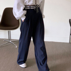批发已出货 高腰垂感直筒裤小个子宽松休闲拖地<b class='q'>西装</b>裤 带内存衬
