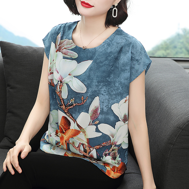 MY8064# 薄款女短袖新款夏装上衣女宽松遮肚子印花T恤女裝貨源服裝批發