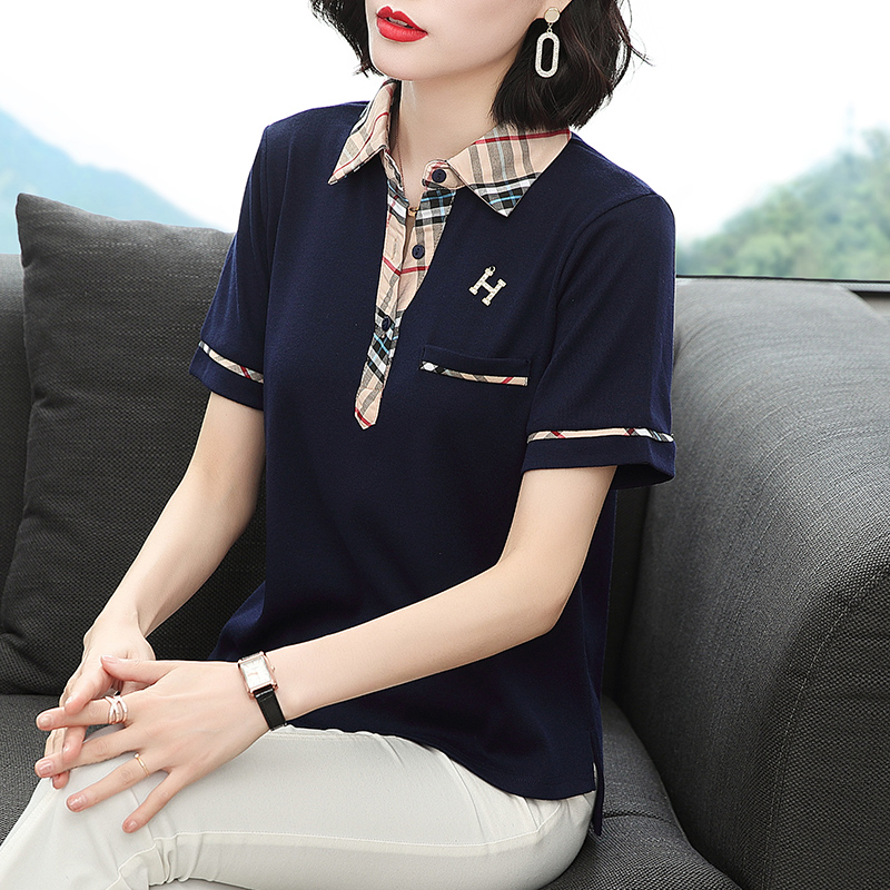 폴로 칼라 티셔츠 여성 2026 여름 있음 칼라 반팔 몸 셔츠 중년 엄마 맨위 운동 POLO 셔츠 여성 빅 사이즈