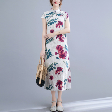 批发实拍2026夏季新款禅意女装文艺复古中国风<b class='q'>高端</b>印花旗袍改良<b class='q'>连衣裙</b>