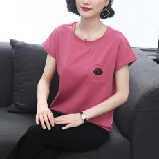 批发实拍短袖t恤女宽松2026新款韩版纯棉纯色加大丅夏装半袖大码百搭