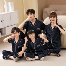 批发肥家啦 冰雪丝绸亲子睡衣夏季一家三口四口<b class='q'>母女</b>薄套装儿童家居服