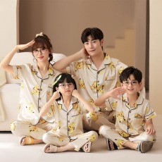 批发肥家啦 冰雪丝绸亲子睡衣夏季一家三口四口<b class='q'>母女</b>薄套装儿童家居服