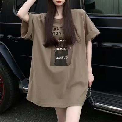 爆款网红直播 6535棉 2022夏季新款韩版印花宽松短袖T恤女上衣
