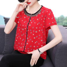 批发中年妈妈夏装短袖T恤中老年运动服女洋气时尚休闲大码减龄女装