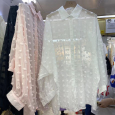 批发韩版夏季设计感时尚提花薄款衬衫原宿风休闲宽松百搭衬衣外套女