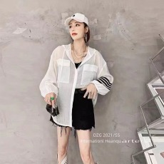 批发韩版春夏季薄款连帽四条杠宽松大码双口袋休闲防晒衣外套女衬衫