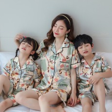 批发肥家啦 <b class='q'>亲子装</b><b class='q'>母女</b>儿童睡衣夏季女童冰丝短袖男孩家居服