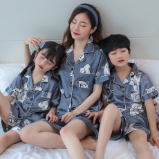 批发肥家啦 <b class='q'>亲子装</b><b class='q'>母女</b>儿童睡衣夏季女童冰丝短袖男孩家居服