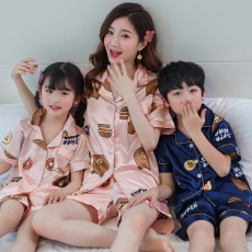 批发肥家啦 <b class='q'>亲子装</b><b class='q'>母女</b>儿童睡衣夏季女童冰丝短袖男孩家居服
