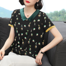 批发显瘦百搭气质上衣女<b class='q'>中年女装</b>夏季短袖新品大码T恤减龄<b class='q'>妈妈装</b>T恤