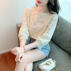 批发已出货 <b class='q'>雪纺</b><b class='q'>衫</b>女上衣七分袖2026夏装高级感别致漂亮蕾丝<b class='q'>衬衫</b>洋气