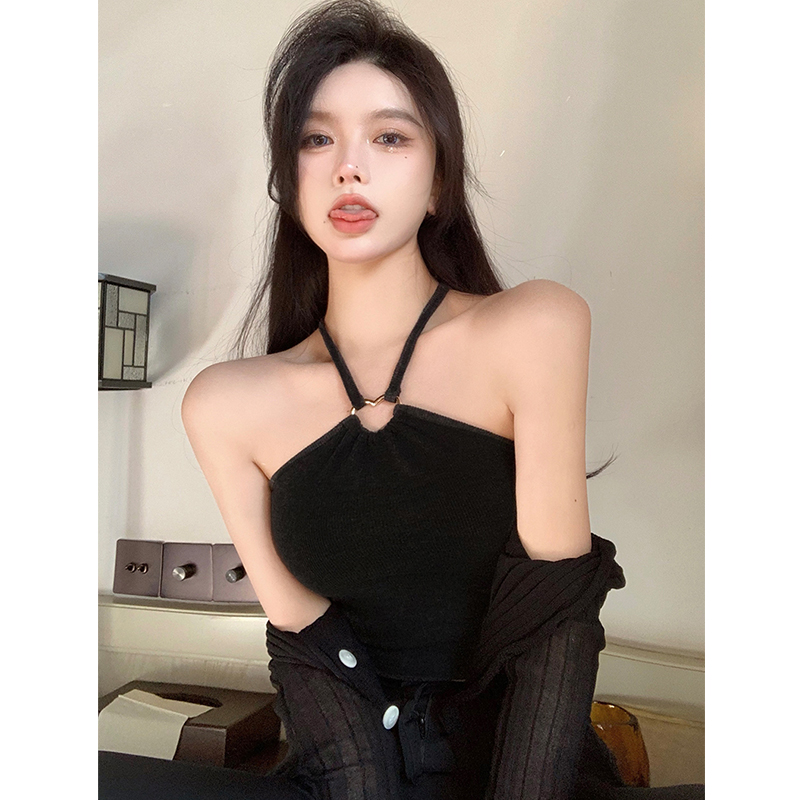 Real shot and real price. Summer cute metal love buckle with strapless straps. Pure lust hot girl halter neck vest.