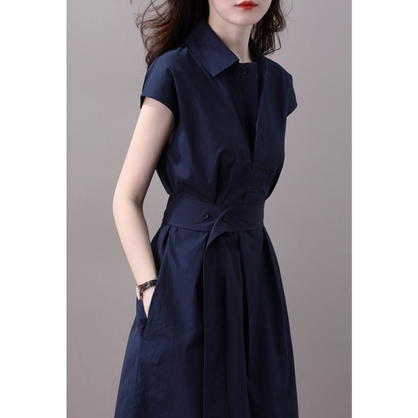 RY1529#裙子女夏法式polo领收腰显瘦设计感小众气质高级感连衣裙