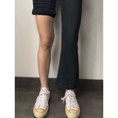 梨形身材微喇牛仔裤女2022新款夏大码弹力喇叭裤胖妹妹mm显瘦裤子
