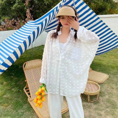 批发韩版夏季新款提花薄款防晒衣女休闲<b class='q'>长袖</b><b class='q'>衬衫女</b>外套